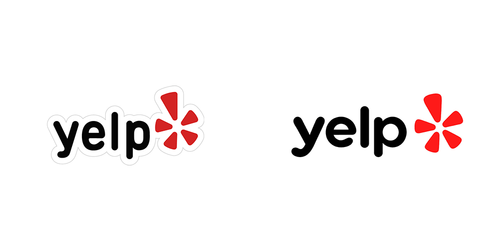 Yelp新舊LOGO對比（左舊右新）