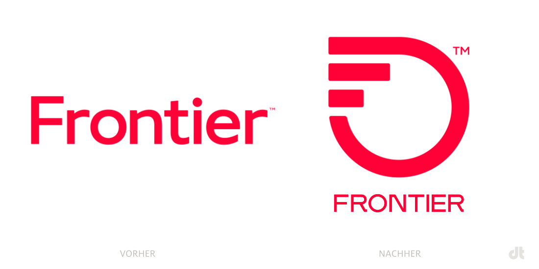 Frontier Communications 徽標(biāo) - 之前和之后