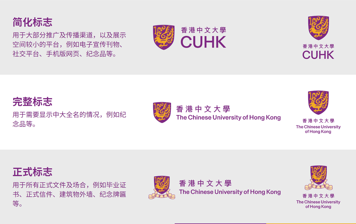 香港中文大學LOGO圖形設計的簡化版和正式版對比 香港中文大學LOGO圖形設計的簡化版和正式版對比
