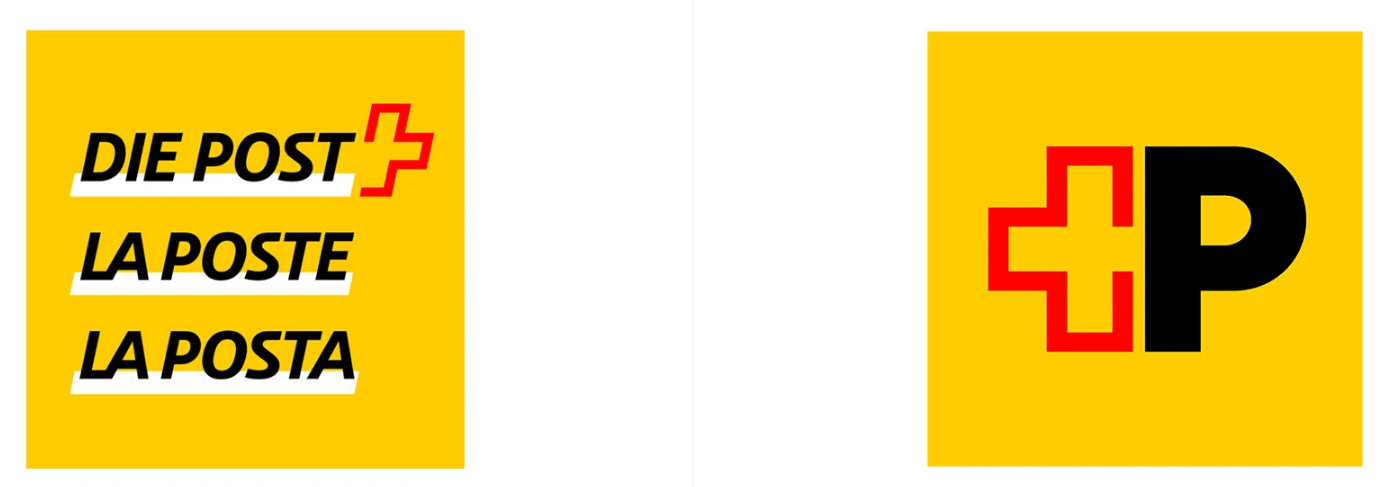 瑞士郵政LOGO升級前后對比